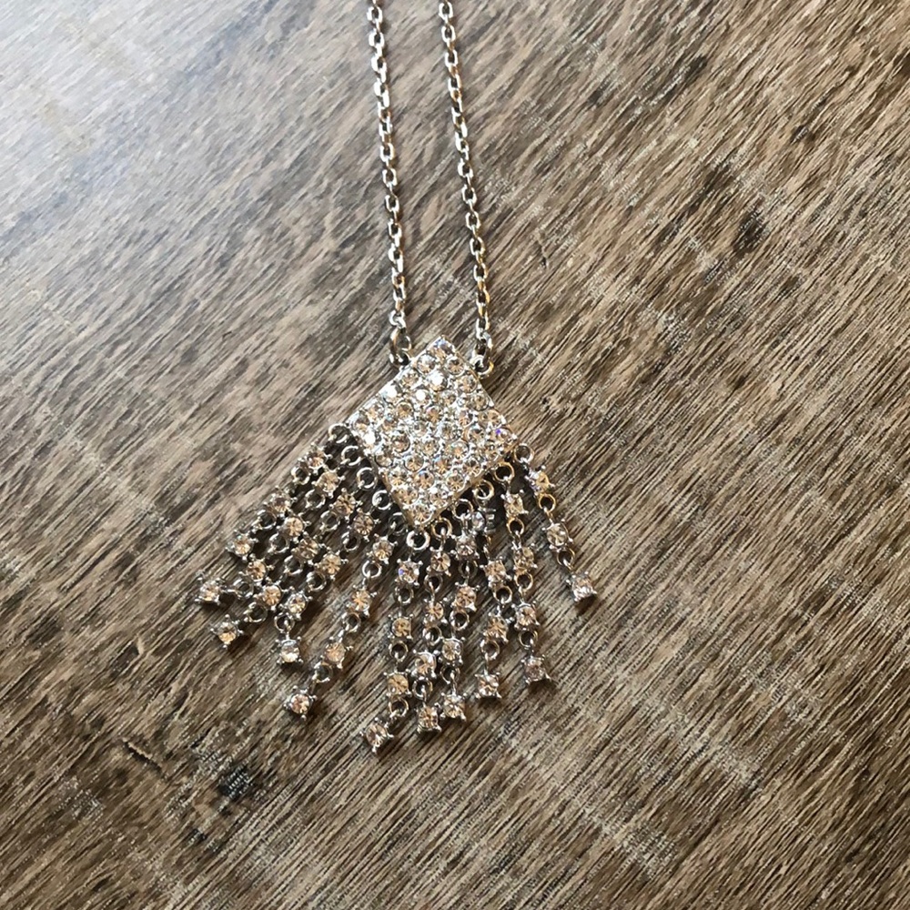 AnnTaylor Long Necklace silver Brand New